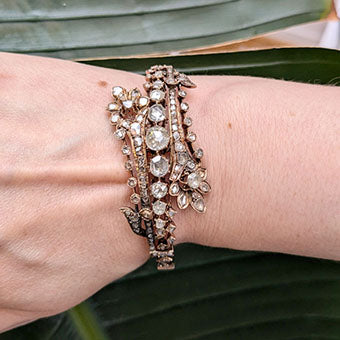Antique Victorian Rose Cut Diamond Bangle Bracelet
