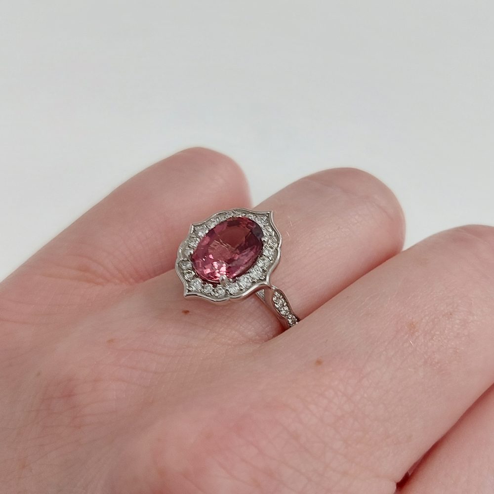 Engagement Padschapdra Sapphire and Diamond Cluster Ring 7