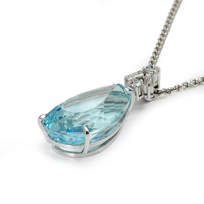 Pear Cut 21.55ct Aquamarine and Diamond Pendant