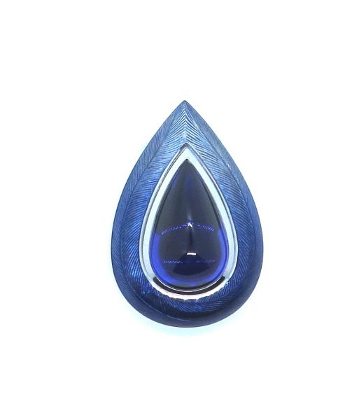 Pear Shape Cabochon Tanzanite and Enamel Pendant