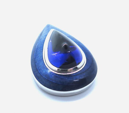 Pear Shape Cabochon Tanzanite and Enamel Pendant