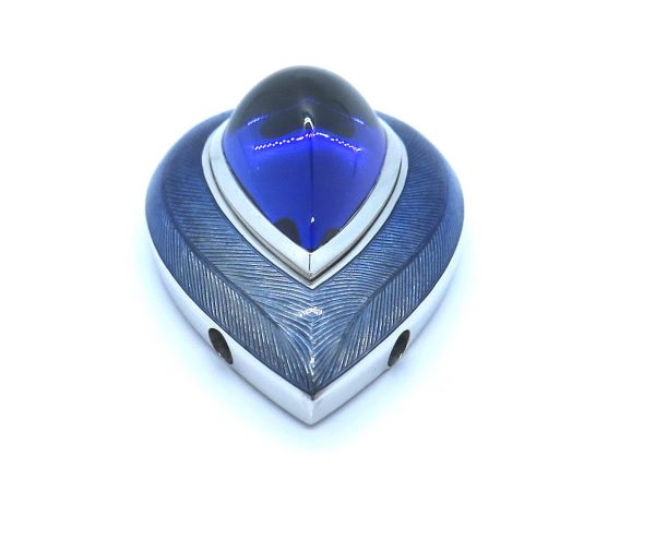 Pear Shape Cabochon Tanzanite and Enamel Pendant
