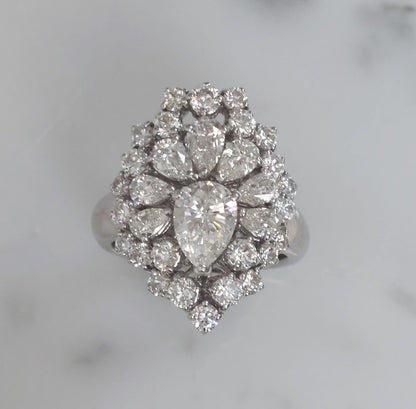 Pear Shape Diamond Cluster Dress Ring, 3.50cts