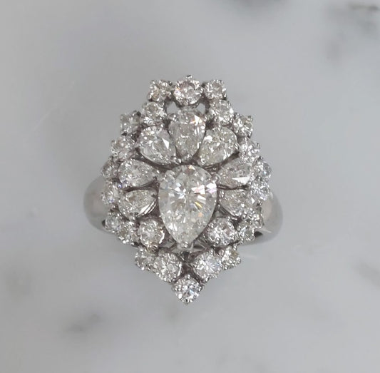 Pear Shape Diamond Cluster Dress Ring, 3.50cts