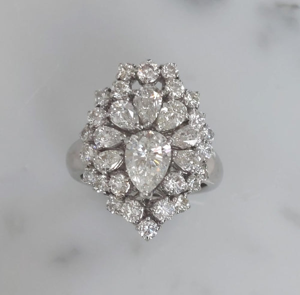 Pear Shape Diamond Cluster Dress Ring, 3.50cts