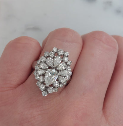 Pear Shape Diamond Cluster Dress Ring, 3.50cts