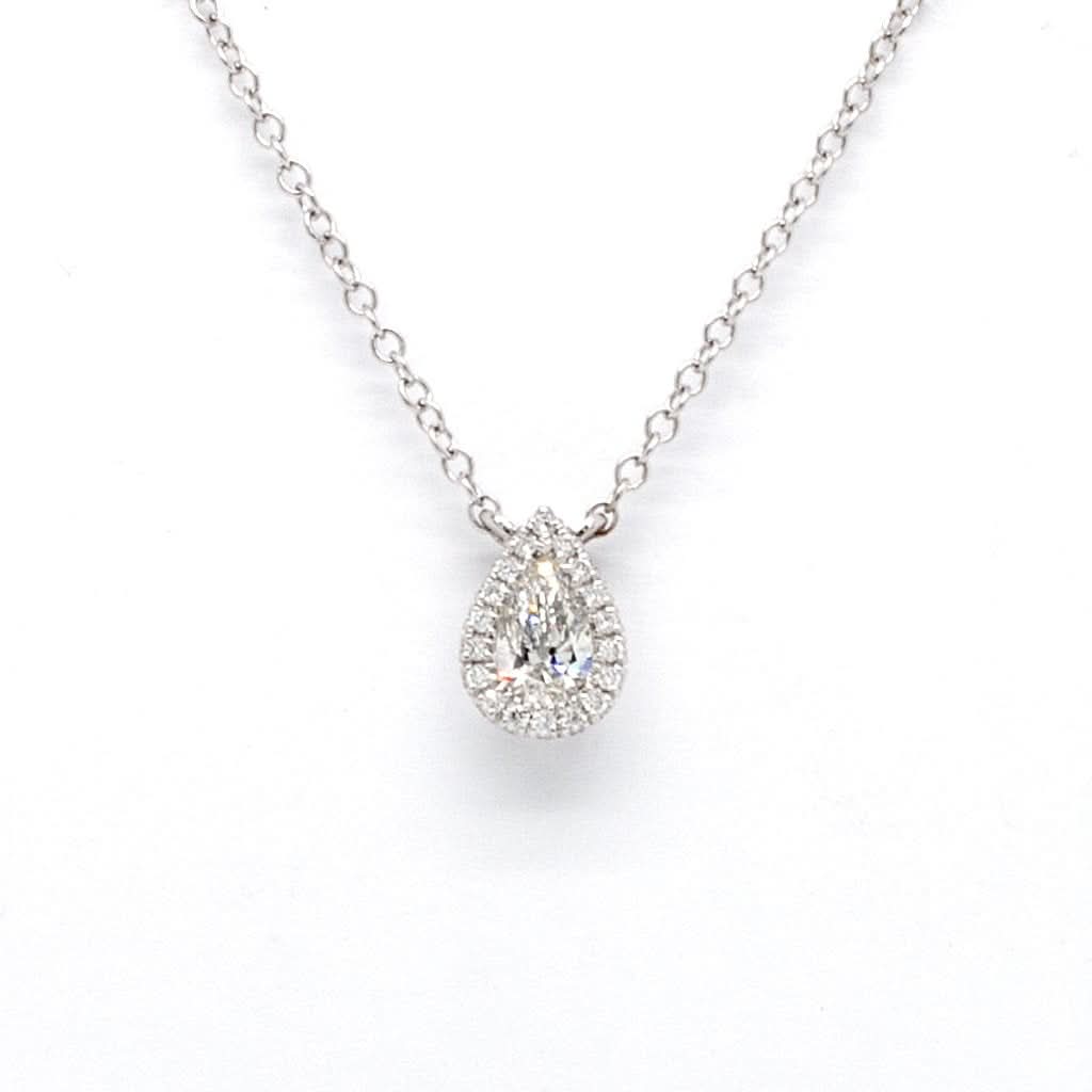  An 18ct White Gold Pear-Shaped Diamond Cluster Pendant
