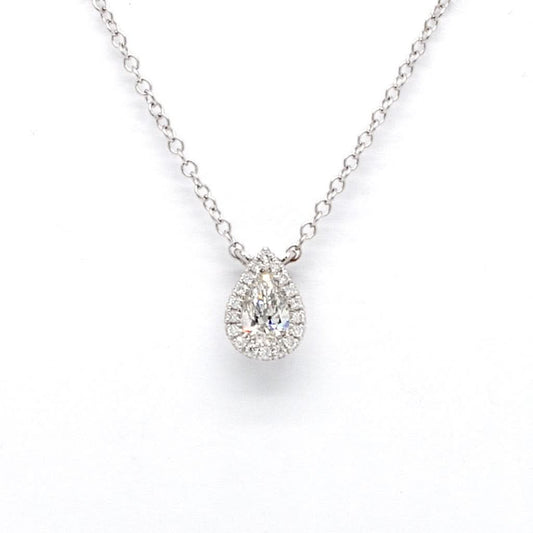 An 18ct White Gold Pear-Shaped Diamond Cluster Pendant
