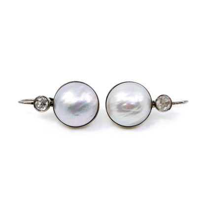 Pearl and Rose Cut Diamond Earrings 3