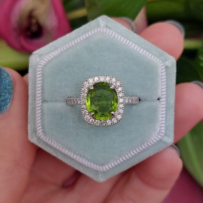 Peridot and Diamond Cluster Ring, 3.88 carats
