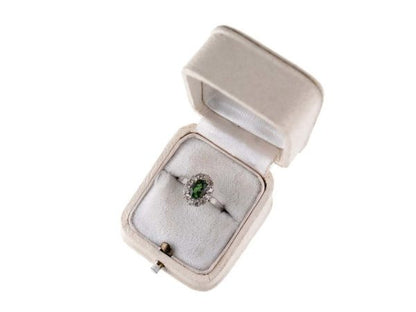 Peridot And Diamond Cluster Platinum Ring