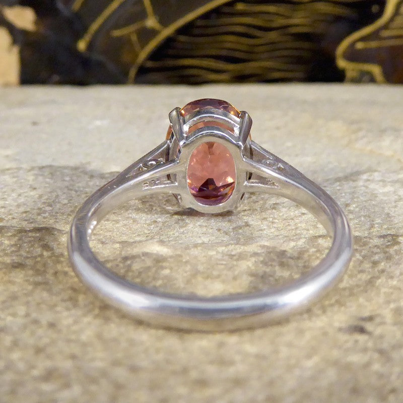 Period Art Deco Style 2.38ct Pink Tourmaline and Diamond Ring