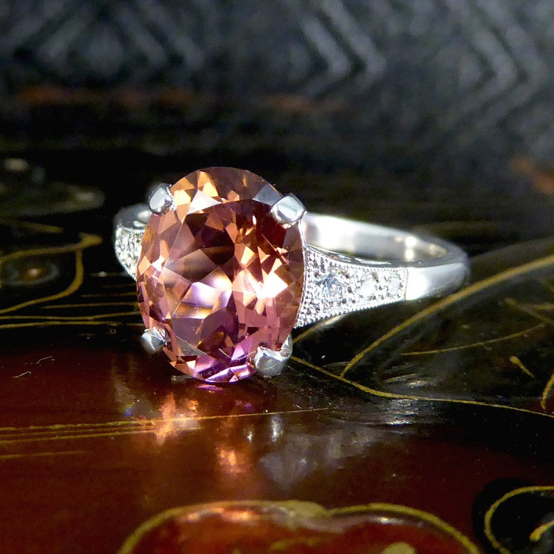 Period Art Deco Style 2.38ct Pink Tourmaline and Diamond Ring
