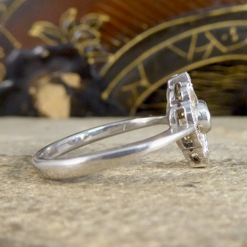 Period Art Deco Style Sapphire and Diamond Plaque Ring