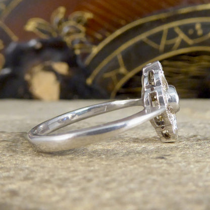 Period Art Deco Style Sapphire and Diamond Plaque Ring