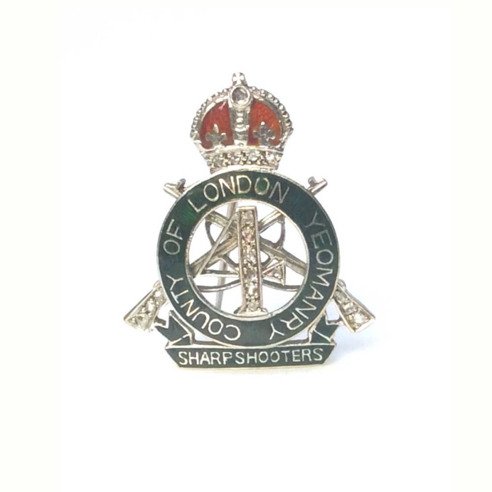 Rare Antique 4th County of London Yeomanry Military Cap Badge Sweetheart Lapel Pin Brooch