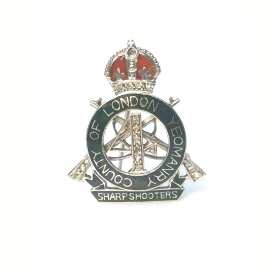 Rare Antique 4th County of London Yeomanry Military Cap Badge Sweetheart Lapel Pin Brooch