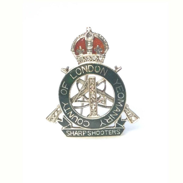 Rare Antique 4th County of London Yeomanry Military Cap Badge Sweetheart Lapel Pin Brooch