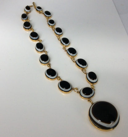 Antique Victorian Scottish Banded Agate Necklace