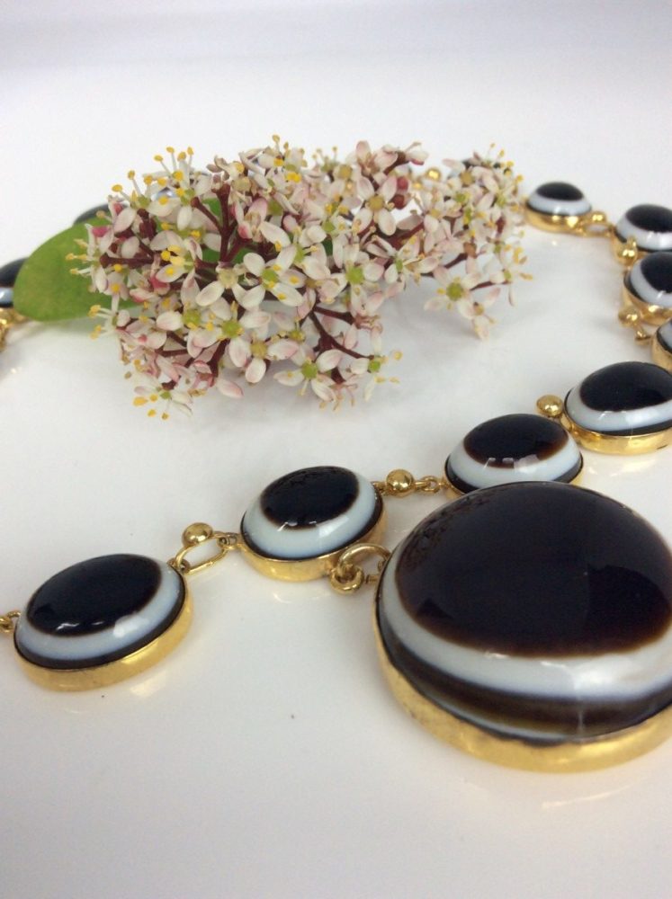 Antique Victorian Scottish Banded Agate Necklace