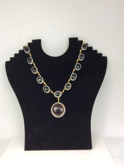 Antique Victorian Scottish Banded Agate Necklace