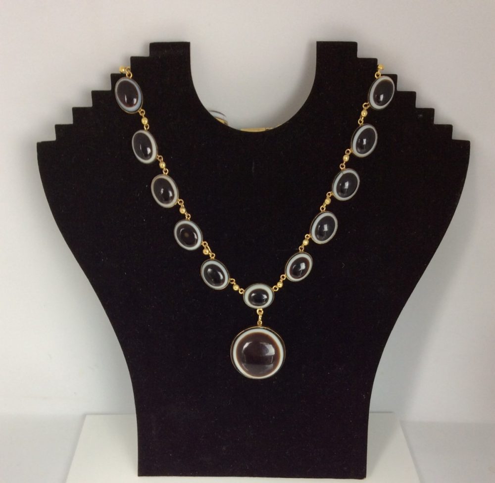 Antique Victorian Scottish Banded Agate Necklace