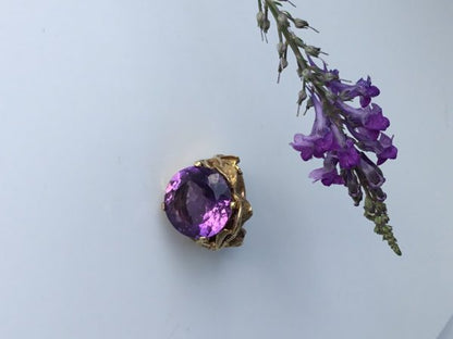Vintage Strellman Amethyst Gold Cocktail Ring