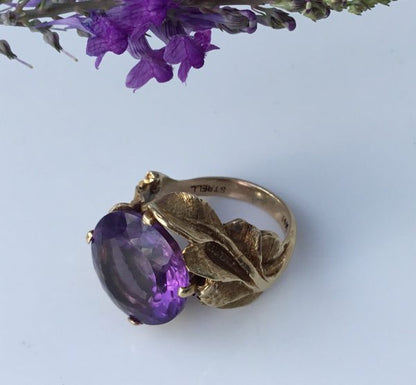 Vintage Strellman Amethyst Gold Cocktail Ring