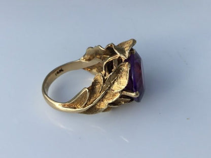 Vintage Strellman Amethyst Gold Cocktail Ring