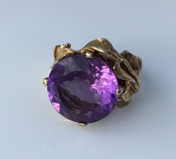 Vintage Strellman Amethyst Gold Cocktail Ring