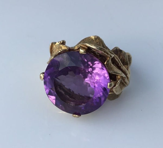 Vintage Strellman Amethyst Gold Cocktail Ring