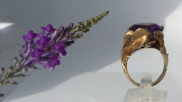 Vintage Strellman Amethyst Gold Cocktail Ring