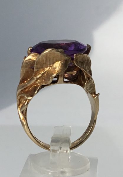 Vintage Strellman Amethyst Gold Cocktail Ring