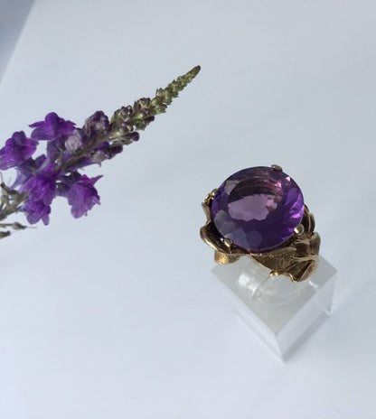 Vintage Strellman Amethyst Gold Cocktail Ring