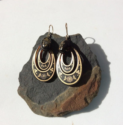 Antique Victorian Tortoiseshell Pendant Earrings