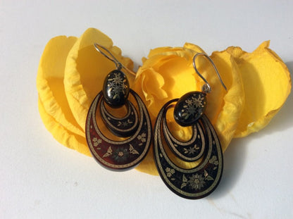 Antique Victorian Tortoiseshell Pendant Earrings