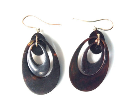 Antique Victorian Tortoiseshell Pendant Earrings