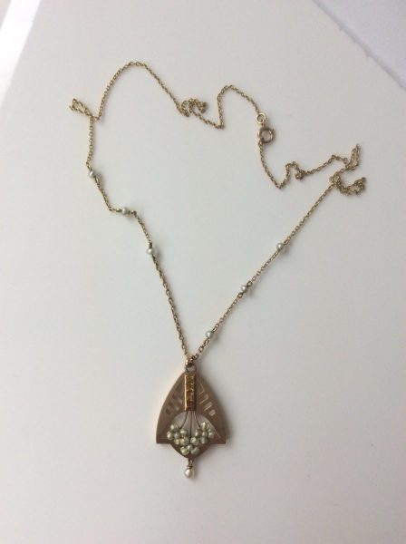 Antique Art Nouveau Yellow Topaz  Pendant Necklace