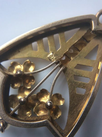 Antique Art Nouveau Yellow Topaz  Pendant Necklace