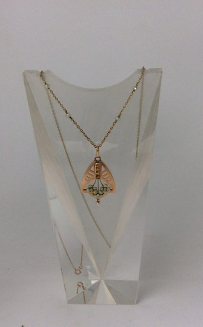 Antique Art Nouveau Yellow Topaz  Pendant Necklace