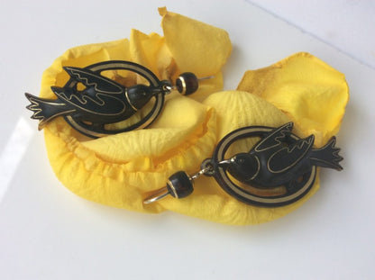 Rare Antique Victorian Tortoiseshell Gold Inlay Pique Earrings