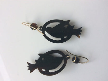 Rare Antique Victorian Tortoiseshell Gold Inlay Pique Earrings