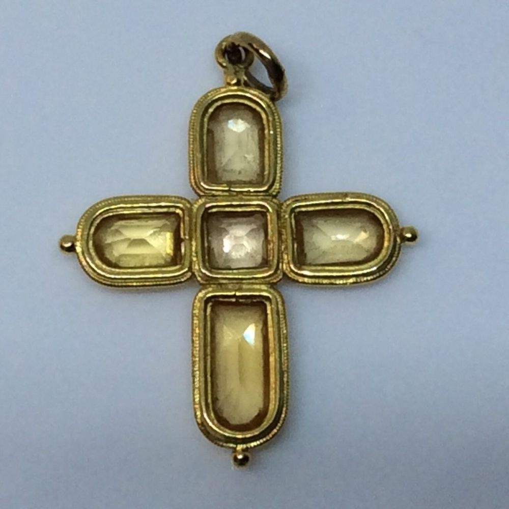 Antique Topaz & Gold Cross Pendant