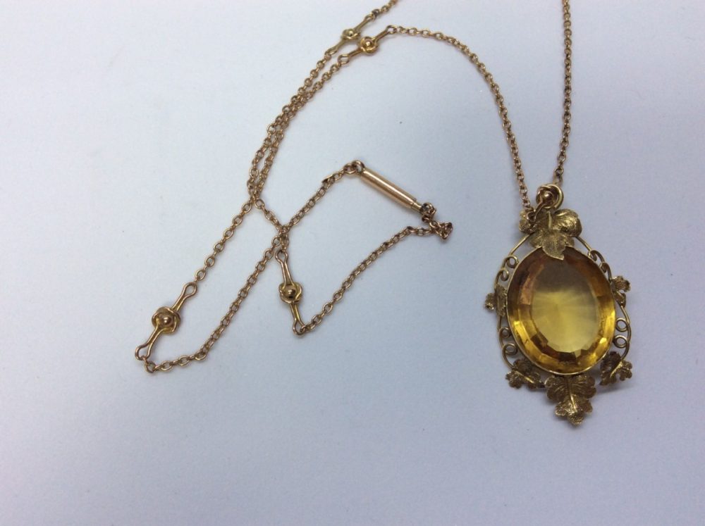 Antique Victorian Yellow Citrine Gold Pendant
