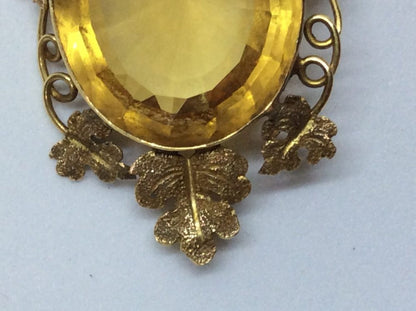 Antique Victorian Yellow Citrine Gold Pendant