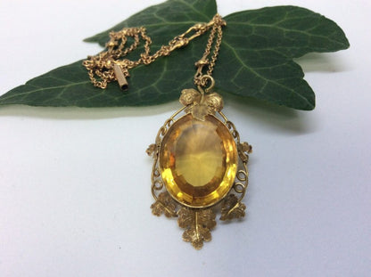 Antique Victorian Yellow Citrine Gold Pendant