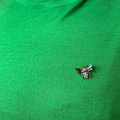 Antique insect brooch in gold and silver set with diamonds enamel and rubies. 