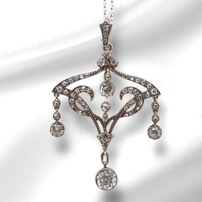 Art Nouveau 1.50ct Old Cut Diamond Pendant