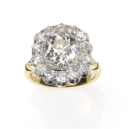 Antqiue style old cut cluster ring hand made 2 carats