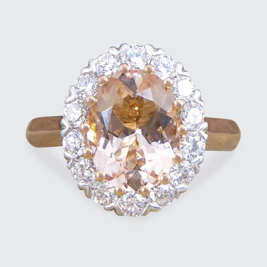 Pink Morganite and Diamond Cluster Ring, 1.82ct